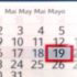 Kalender mit markiertem 19, Mai 2023