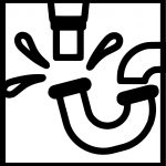 Schwarz-weiß-Zeichnung eines Rohres und Tropfen