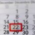 Kalenderblatt Dezember 2022, markiert ist der 22. der obere Teil ist unscharf.